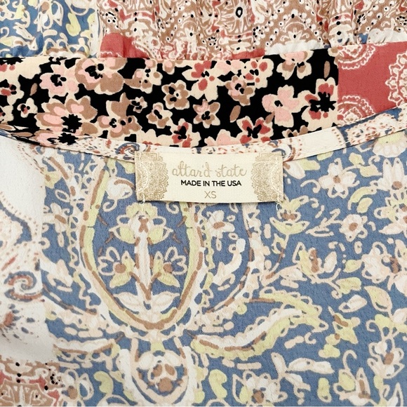 Altar’d State Out To Brunch Dress Women's Size XS Boho Patchwork Spaghetti Strap - Picture 6 of 10